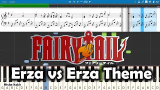 Fairy Tail  Erza vs Erza Theme Piano Tutorial  Sheets  MIDI Synthesia [upl. by Jacobah409]