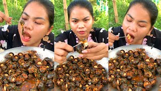 So yummy spicy snails fried  eating foods mukbang snails  Amazing foods  eat foods part 1 [upl. by Loresz]