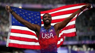 Worlds fastest man  US track star Noah Lyles wins gold medal in 100meter final [upl. by Fabiolas203]