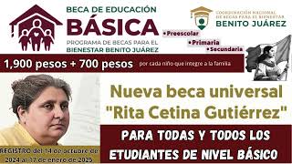 Nueva BECA quotRita Cetina Gutiérrezquot 20242025 👧🙍 PREESCOLAR PRIMARIA y SECUNDARIA 🔴 educaciónbásica [upl. by Mathian64]