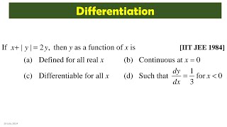 🌸How to find where function is continuous  differentiable Maths Previous Year Questions of IIT JEE [upl. by Ahseyi]