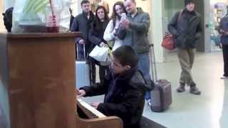 11 year old plays Beethoven on a Street Piano at a Train Station  Piano Sonata No21 1st movt [upl. by Saundra]