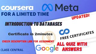 Introduction to Databasesweek15 All Quiz Answerscoursera learning quiztime mr quiztime [upl. by Cedric]