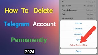 How To Permanently Delete Telegram Account in 2024  New Method [upl. by Maer405]