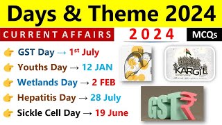 Days And Themes 2024 Current Affairs  2024 Days amp Theme Current Affairs  Important Days amp Theme [upl. by Biagi144]