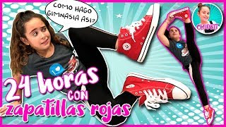 24 HORAS llevando ZAPATILLAS ROJAS PASO 1 DÍA ENTERO sin CAMBIARME DE ROPA NI DE ZAPATOS [upl. by Ahsinrat]