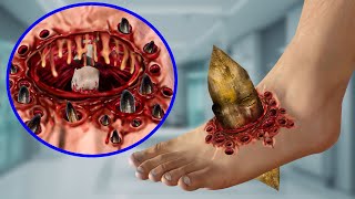 ASMR Treat severe leg wounds amp Remove parasitic leeches  Deep Cleaning Animation [upl. by Binny]