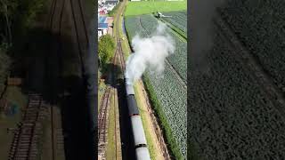 stoomtrein wognum nibbixwoud treinen hoorn medemblik drone treinstation stoomlocomotief [upl. by Beichner]