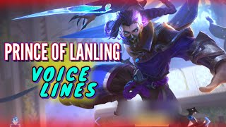 Prince of Lanling voice lines and quotes  dialogues Honor of Kings  Noygen [upl. by Nadnerb]