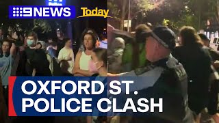 Police and protesters clash at Oxford Street rally ahead of Sydney’s Mardi Gras  9 News Australia [upl. by Caplan]