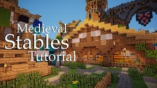 Minecraft Large Medieval Stables Tutorial [upl. by Hendry]