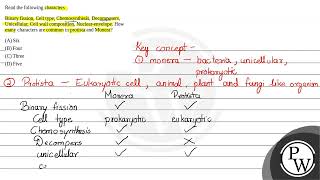 101 Read the following characters Binary fission Cell type Chemosynthesis Decomposers Unice [upl. by Buskus]