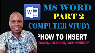 Computer Study Part 2  How to insert Table Calendar Page Number using Ms Word [upl. by Robison768]