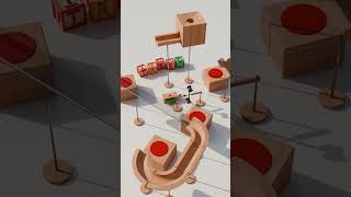 Ball on a Wooden Circuit 7 shorts marblerun animation [upl. by Ahsilra]