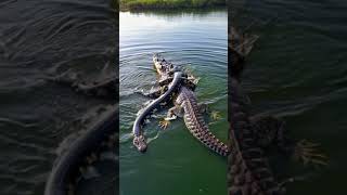 Giant python and giant crocodile fight on the lake beautiful pictures [upl. by Vargas288]