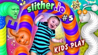 SLITHERio 5 BABY SNAKE PUNCHER FGTEEV Kids Play w Worms ♫ Chase Lex Mike amp Shawn ♫ [upl. by Pallas]