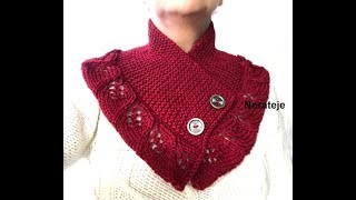 Cuello bufanda hojas echadas a 2 agujas tutorial [upl. by Kanor406]