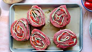 Flank Steak Pinwheels  Perfect Easy Summer Grilling Recipe [upl. by Nauqyt]