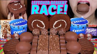 ASMR LEFTOVER DESSERT RACE OREO ICE CREAM CHOCOLATE ROLL CAKE MILKA BIG CHOCOLATE MARSHMALLOWS 먹방 [upl. by Ahseile]