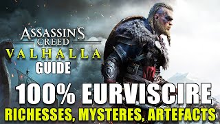 ASSASSINS CREED VALHALLA  100 EURVISCIRE  Richesses Mystères Artefacts GUIDE TERRITOIRES [upl. by Machos]