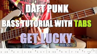 Daft Punk  Get Lucky Bass Tutorial with TABS [upl. by Aroda]