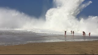 Giant Wave Crash Lumahai Beach in Kauai Hawaii [upl. by Tsenre]