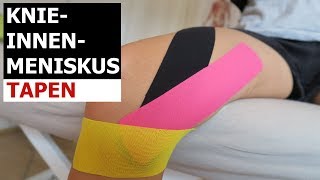 Kinesiology Tape Anleitung Kniegelenk Innenseite Innenmeniskus [upl. by Amuh996]