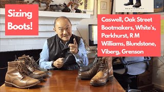 Sizing Boots Comparing Caswell Oak Street Bootmakers Whites Parkhurst Viberg RMW Blundstone [upl. by Anifur]