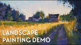 Landscape Painting Demo  Blue Country View [upl. by Ayortal879]