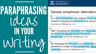 Paraphrasing Ideas in your Writing [upl. by Eentruok]