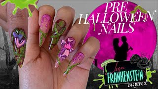 ˖ ݁𖥔 ݁˖ creepy cute pre halloween nails  a lisa frankenstein inspired ˖ ݁𖥔 ݁˖ [upl. by Ott]