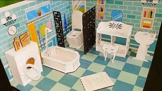 Luxury Mini Cardboard Doll House 09  Paper Doll House  Bedroom amp Bathroom Decor  Artistic Dolls [upl. by Nyleaj]