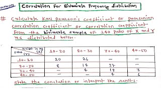 Calculate Correlation Coefficient For Bivariate frequency distribution  Pearsonian correlation [upl. by Adnohsek265]