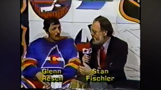 Feb 20 1982 Rockies at Islanders Stan Fischler Interviews Chico Resch for SportsChannel [upl. by Gadmann]