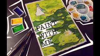 Painting Water lilies with Watercolors  negative painting technique  Paint with Me [upl. by Lasala666]