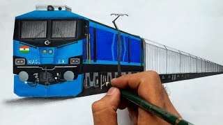 Drawing a WAG12 locomotive hauled Freight train  Indian Railways [upl. by Anuahc56]