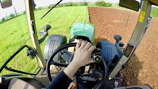 Cab View  John Deere 7820  Moro Warrior QRV 16 A  Plowing [upl. by Odlawso]