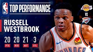 Russell Westbrook Becomes 2ndEVER To Post 20p20a20r In A Game  April 2 2019 [upl. by Alemahs]