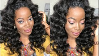 How to Achieve a HALF UP HALF DOWN Hairstyle using KINKY Straight Clip ins HERGIVENHAIR [upl. by Nylirehs621]