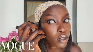 Model Anok Yais OffDuty Smudged Eyeliner Look  Beauty Secrets  Vogue [upl. by Eehc]