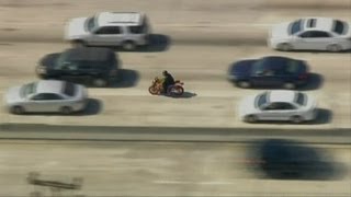 Police chase in Los Angeles Biker reaches 106mph as he weaves through traffic inches from vehicles [upl. by Vassaux]