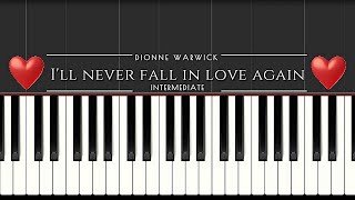 Ill Never Fall In Love Again  Dionne Warwick  INTERMEDIATE Piano Tutorial [upl. by Leeth]