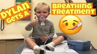 TODDLER GETS A NEBULIZER BREATHING TREATMENT AT THE DOCTORS OFFICE SICK KID FEVER amp COUGHING [upl. by Lund]