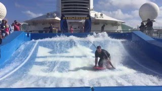 Learning the Flowrider Boogie Board on Royal Caribbean Voyager of the Seas [upl. by Sanborne]