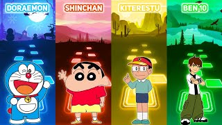 Doraemon vs Shinchan vs Kiteretsu vs Ben 10 Hindi Theme Songs  Tiles Hop EDM Rush [upl. by Okier]