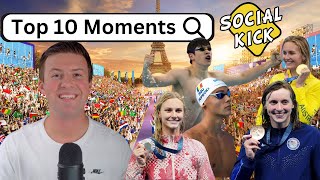 Top 10 Swimming Moments  2024 Paris Olympics  ft SocialKickSwim [upl. by Eimarej]