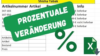 Prozentuale Veränderung mit Excel berechnen [upl. by Eintruoc]