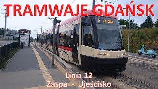 Tramwaje Gdańsk Linia 12 Zaspa  Ujeścisko Cała trasaCAB RIDE on tram line 12 in Gdańsk Poland [upl. by Maon165]