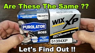 Purolator Boss PBL14476 Oil Filter vs Wix XP 51394XP Oil Filter Cut Open Comparison [upl. by Yzeerb]