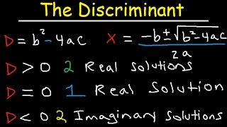 How To Determine The Number of Real and Imaginary Solutions Using The Discriminant Equation [upl. by Hitoshi]